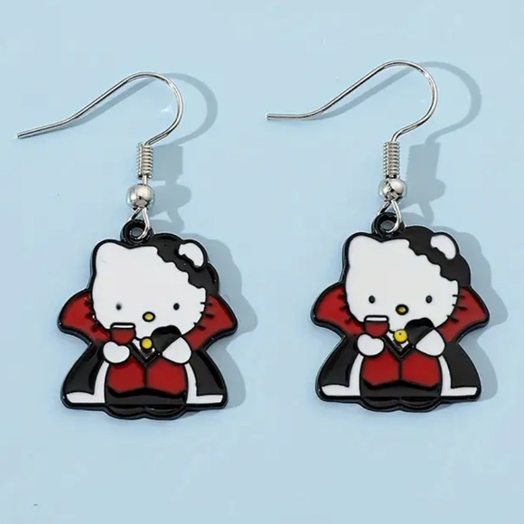 ‼️$7‼️ Hello Kitty  “Dracula” Themed
Drop Dangle Earrings, Silver-Plated - Picture 3 of 5